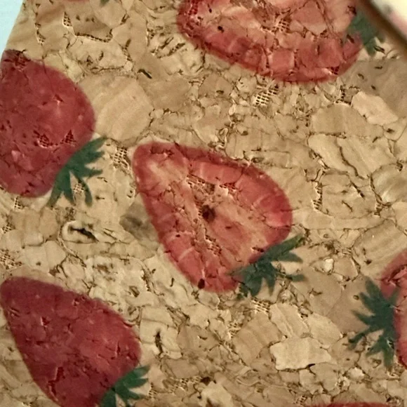 Strawberry Print Handbag with Gold Handle - Picture 6 of 9